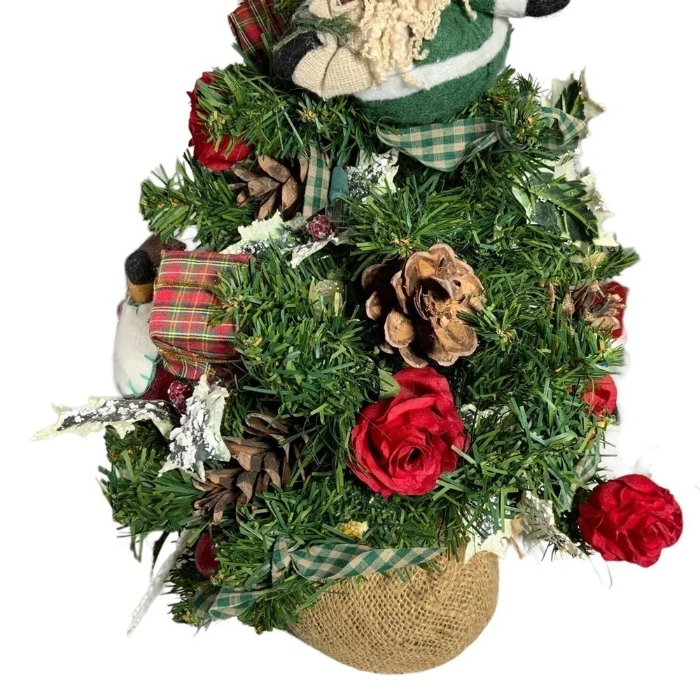 Christmas Tree Old World Vintage Hand Made Tabletop Vintage Decorated 21 inches